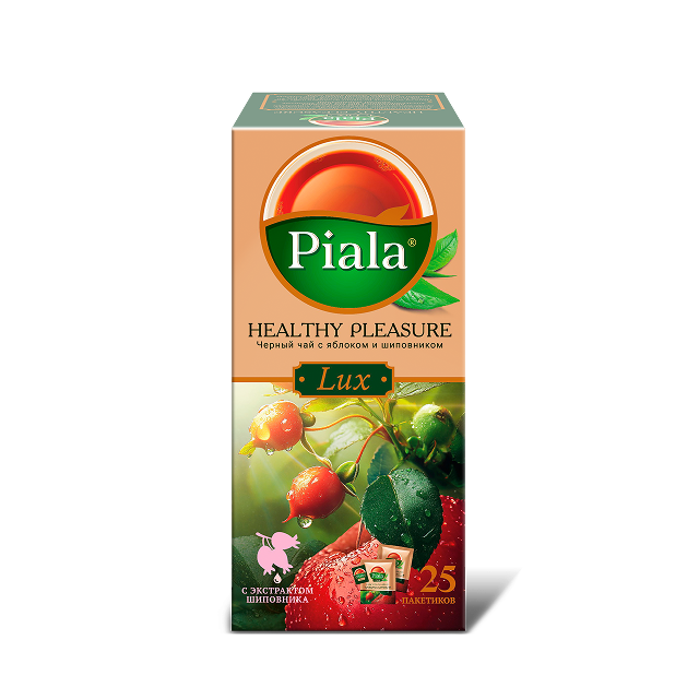 Пиала Lux черный чай с кусочками яблока и экстрактом шиповника, 25 пакетиков